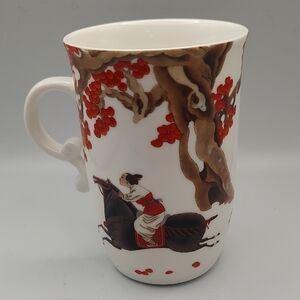 Teavana Ceramic Mug with Red and Brown Design 10 oz Wang Zhenhua